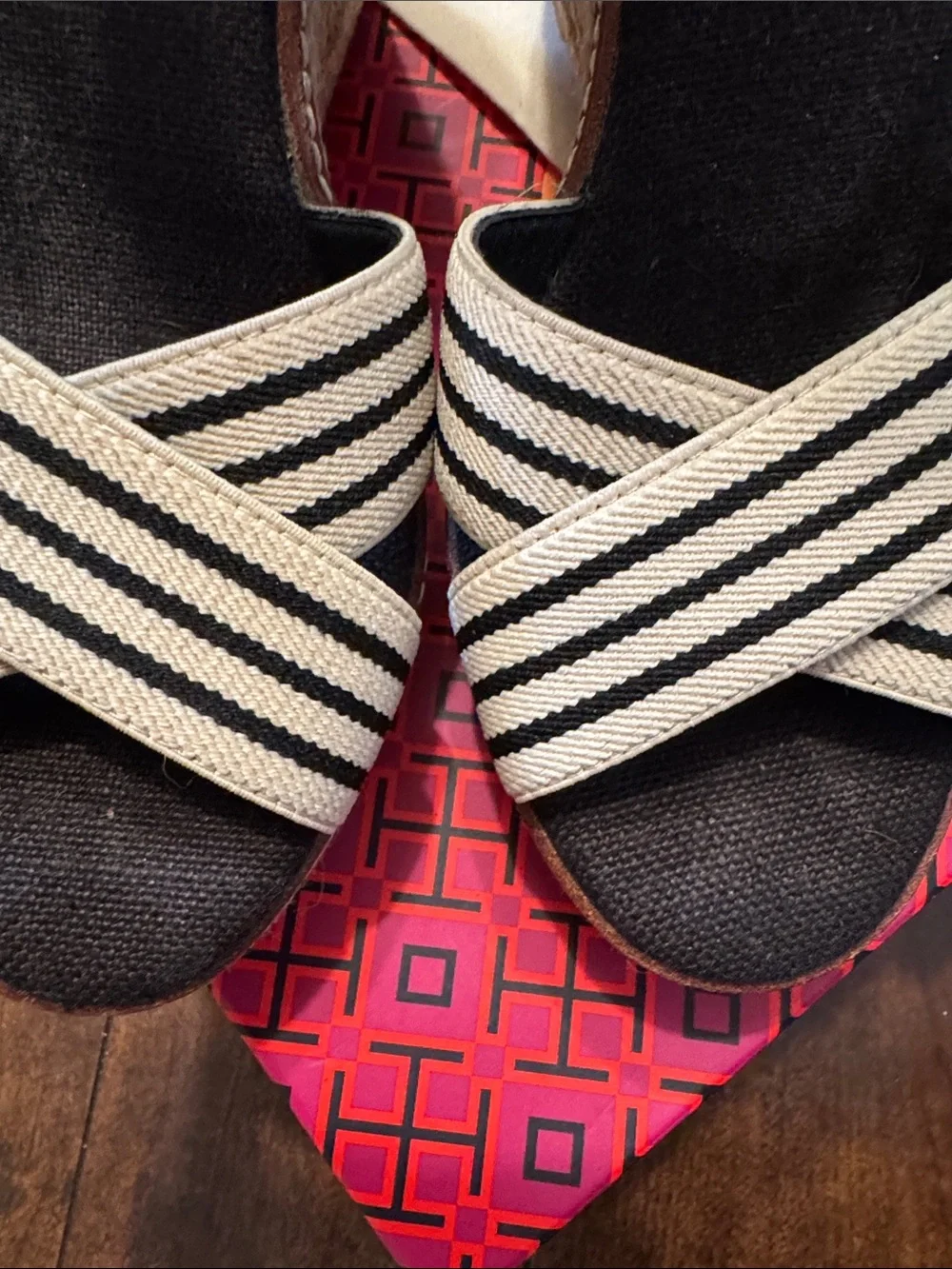 Tory Burch Frieda 100MM Espadrille-Stretch Webbing/Calf Leather SZ 7.5